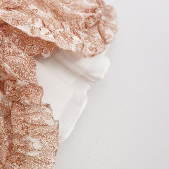 Moon River Women's M Paisley Print Tan Beige Tiered Ruffle Boho Mini Dress $118 - Picture 12 of 16